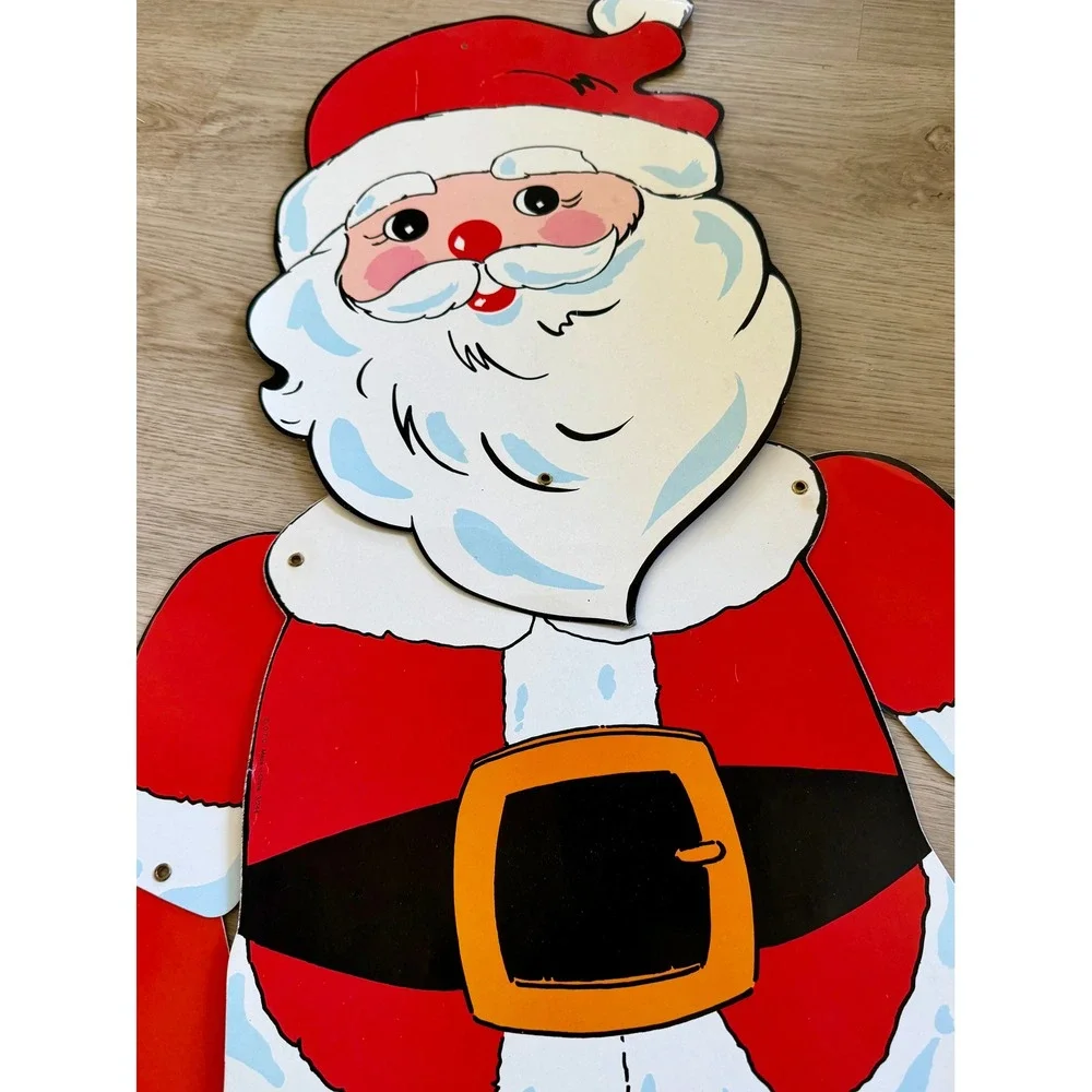 Vintage Jointed‎ Santa Claus Wall Hanging Christmas Decoration Articulated 36in